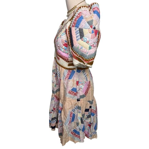 Sea New York Quin Mini Dress patchwork knit quilted BoHo size extra small XS - Picture 9 of 15